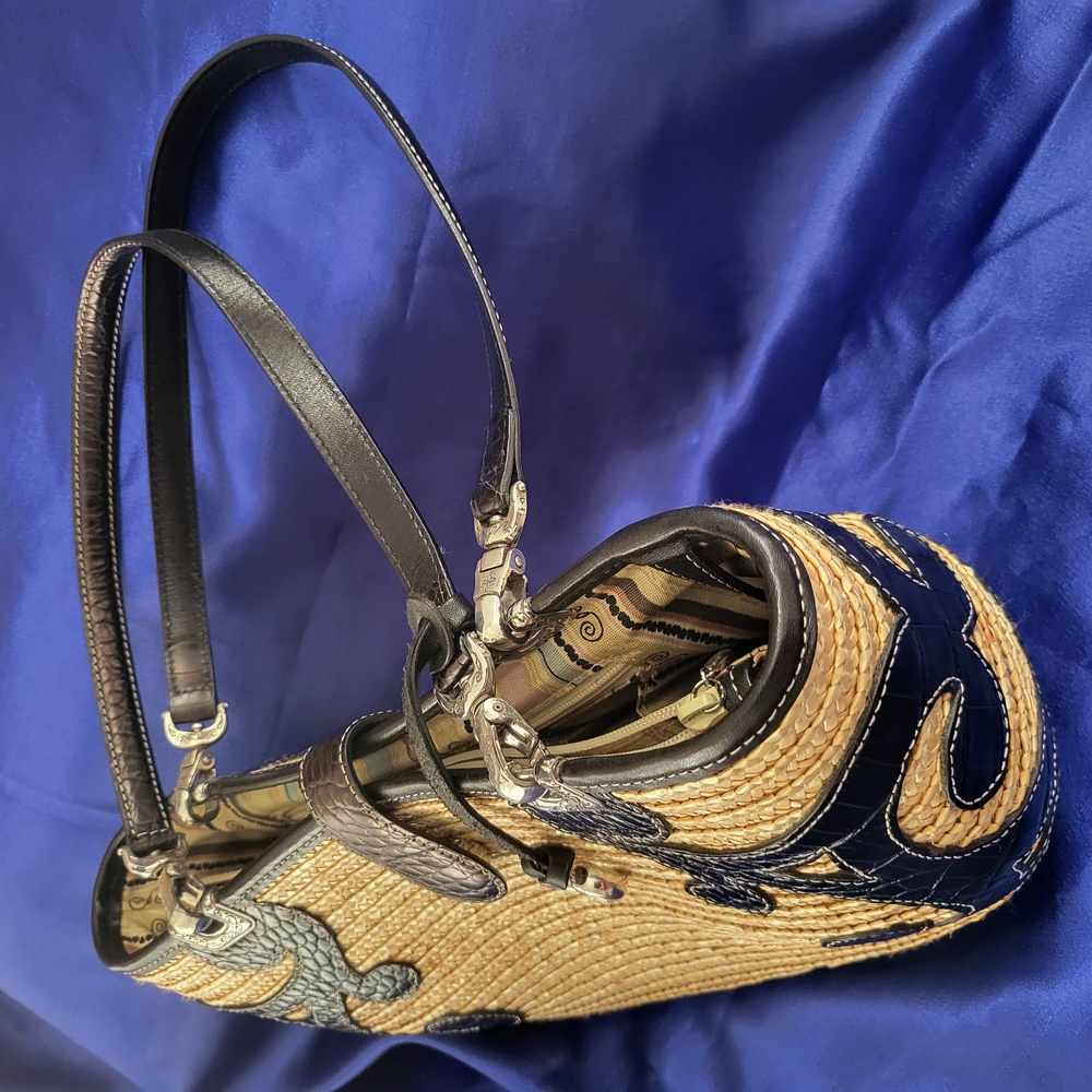 Brighton Collection Black and Tan Wicker Shoulder Bag - Picture 6 of 8